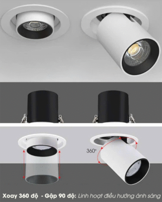 Đèn âm trần Spotlight 360° vỏ trắng 17 125 1