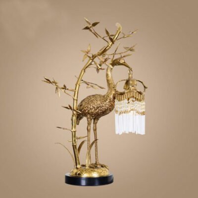 Đèn bàn hạc đồng pha lê 