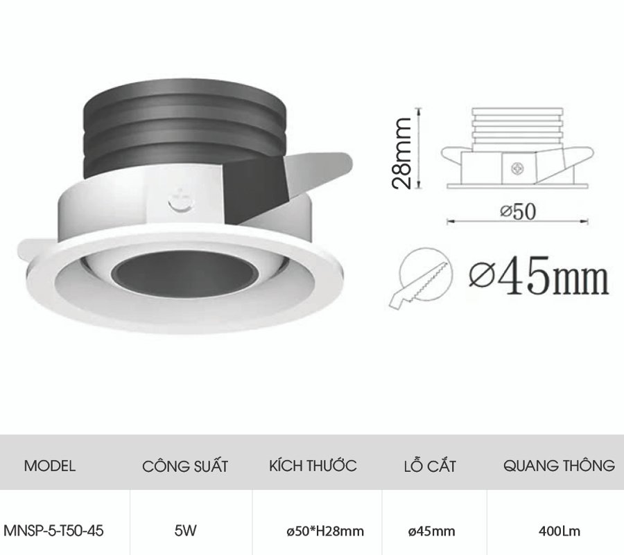 Đèn rọi mini sportlight 5W chỉnh góc 4 Đèn rọi mini sportlight 5W chỉnh góc - Ảnh 2