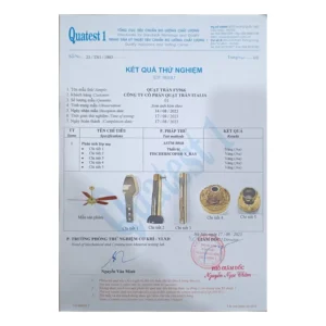 chung nhan quat tran 5 canh khong den ma vang 9999 fy966 kd