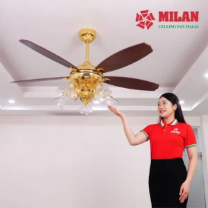 Alternative view of Quạt trần đèn FY966 – Mạ Vàng 9999