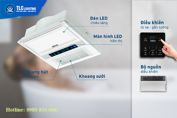 Quạt Sưởi Âm Trần Luxury 6 Đèn Sưởi Âm Trần Luxury