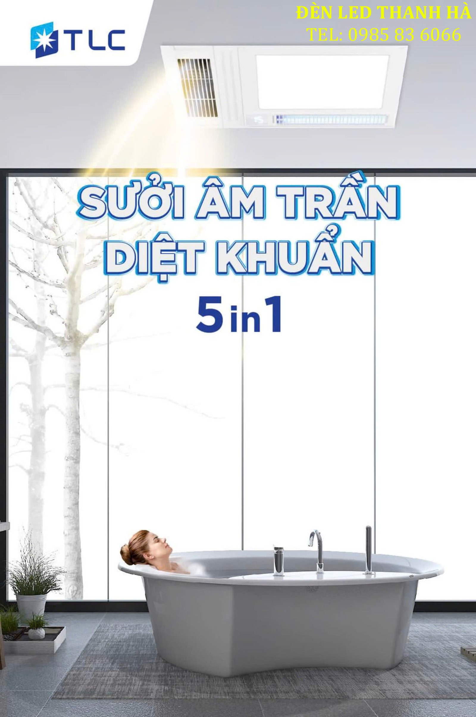 Quạt sưởi âm trần diệt khuẩn 5IN1 60×30 3 Đèn Sưởi Âm Trần Luxury