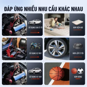Bơm Lốp Kích Bình ắc Quy Ô Tô 4 Trong 1 Wisezen Có Thể Dùng Làm Pin Sạc Dự Phòng Tích Hợp đèn LED Dễ Thao Tác 16 Bom Lop Kich Binh ac Quy O To 4 Trong 1 Wisezen Co The Dung Lam Pin Sac Du Phong Tich Hop den LED De Thao Tac 6