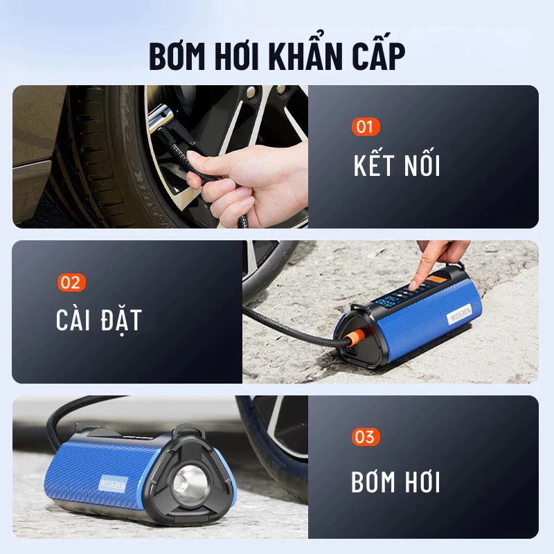 Bơm Lốp Kích Bình ắc Quy Ô Tô 4 Trong 1 Wisezen Có Thể Dùng Làm Pin Sạc Dự Phòng Tích Hợp đèn LED Dễ Thao Tác 6 Bơm Lốp Kích Bình ắc Quy Ô Tô 4 Trong 1 Wisezen Có Thể Dùng Làm Pin Sạc Dự Phòng Tích Hợp đèn LED Dễ Thao Tác - Ảnh 4